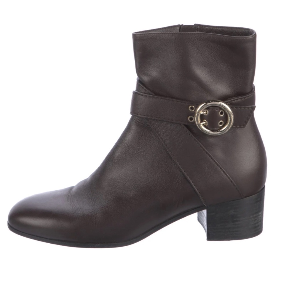JIMMY CHOO - Dark Brown Leather Moto Boots